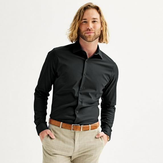 Men's Apt. 9® Slim Fit Wrinkle Free Dress Shirt Color: Black Luxe Size: L-34/35