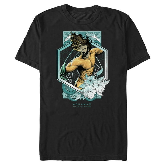 Men's Aquaman and the Lost Kingdom Floral Portrait  Graphic Tee Black 2X Large
