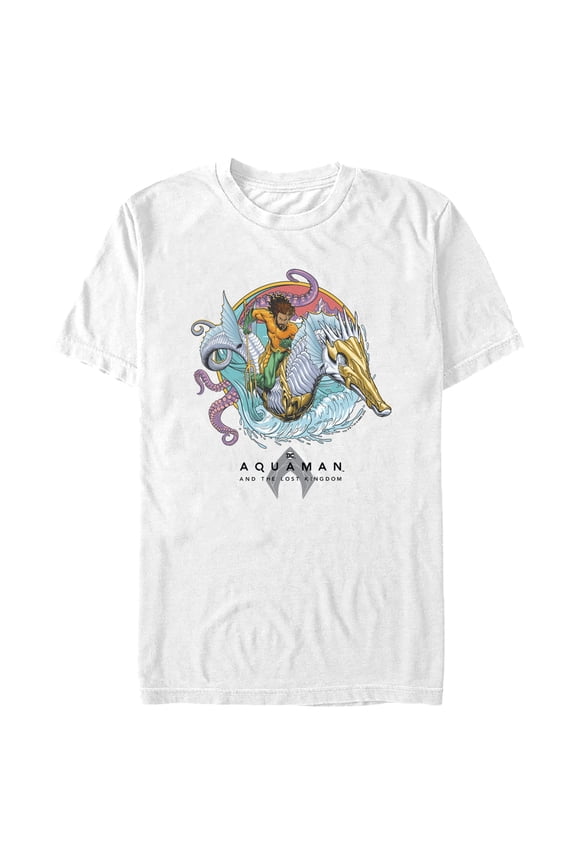Men's Aquaman and the Lost Kingdom Seahorse Logo  Graphic Tee White Large