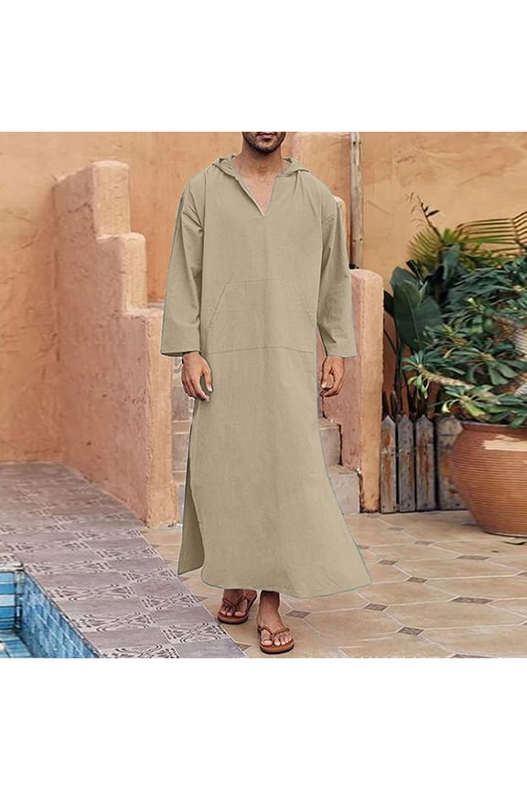 Men's Arab Casual Long Sleeve Hooded Pocket Loose Robe Shirt Robe Nigerian Dresses for Women Traditional Long Head Dress Sackcloth Clothes for Women Skating Dress Girls 10 Scarfs for Women Packs Women