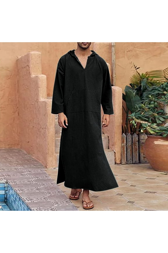 Men's Arab Casual Long Sleeve Hooded Pocket Loose Robe Shirt Robe Nigerian Dresses for Women Traditional Long Head Dress Sackcloth Clothes for Women Skating Dress Girls 10 Scarfs for Women Packs Women