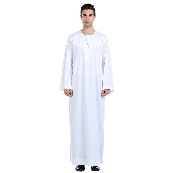Men's Arab Middle Solid Color Stand Collar Robe Lace Robe Long Sleeve Long Sleeve Maxi Dress Sleeves Designs for Dresses Burka Hijab for Women Chiffon Hijabs for Women Pack Pineapple Dress for Girls