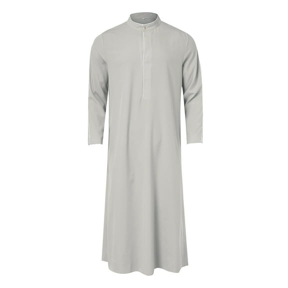 Men's Arabia Casual Long Sleeve Muslim Robe - Polyester - Solid - Daily/Work - Loose Fit - All Seasons - Size S-XXL