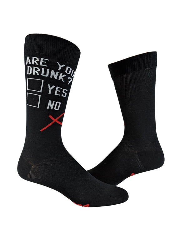 Men's Are You Drunk Socks Funny Beer Drinking Party Checklist Graphic Novelty Footwear