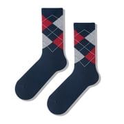 Mens Argyle Dress Socks Business Casual Patterned Cotton Crew Sock Soft Lightweight Comfort, Medium 7-10.5, 5 Pairs