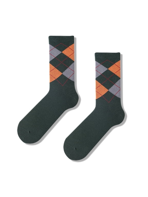 Men's Argyle Dress Socks Business Casual Patterned Cotton Crew Sock Soft Lightweight Comfort, Medium 7-10.5, 5 Pairs