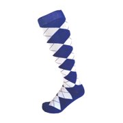 Men's Argyle Knee High Golf Sports Wedding Groomsman Christmas Father's Day Giftable Dress Casual Socks In Blue with White Color
