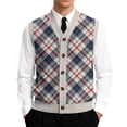 thumbnail image 1 of Men's Argyle Knit Vest, V-Neck Button Front Sleeveless Cardigan for Casual Wear Light Gray 2XL, 1 of 4