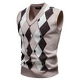 thumbnail image 1 of Men's Argyle Sweater Vest - Bosfbaoi Winter Fleece Lined Knit Pullover, V-Neck Sleeveless with Stretch Fit, Gray Pattern Ideal for Layering, Mens Classic Pullover Vest, 1 of 7