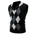 thumbnail image 1 of Men's Argyle Sweater Vest - V Neck Sleeveless Casual Slim Fit Pullover Knitwear Waistcoat, 1 of 3