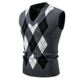 thumbnail image 1 of Men's Argyle Sweater Vest - V Neck Sleeveless Casual Slim Fit Pullover Knitwear Waistcoat, 1 of 3