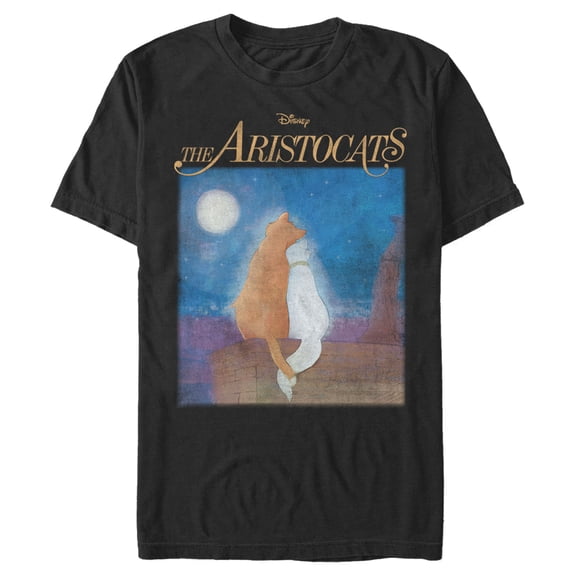 Men's Aristocats Duchess and O'Malley Night Sky Graphic Tee Black 2X Large