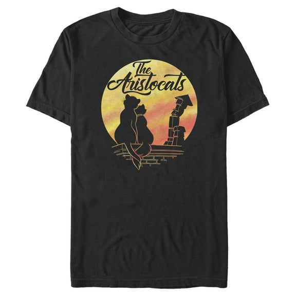 Men's Aristocats Duchess and O'Malley Silhouette  Graphic Tee Black Large