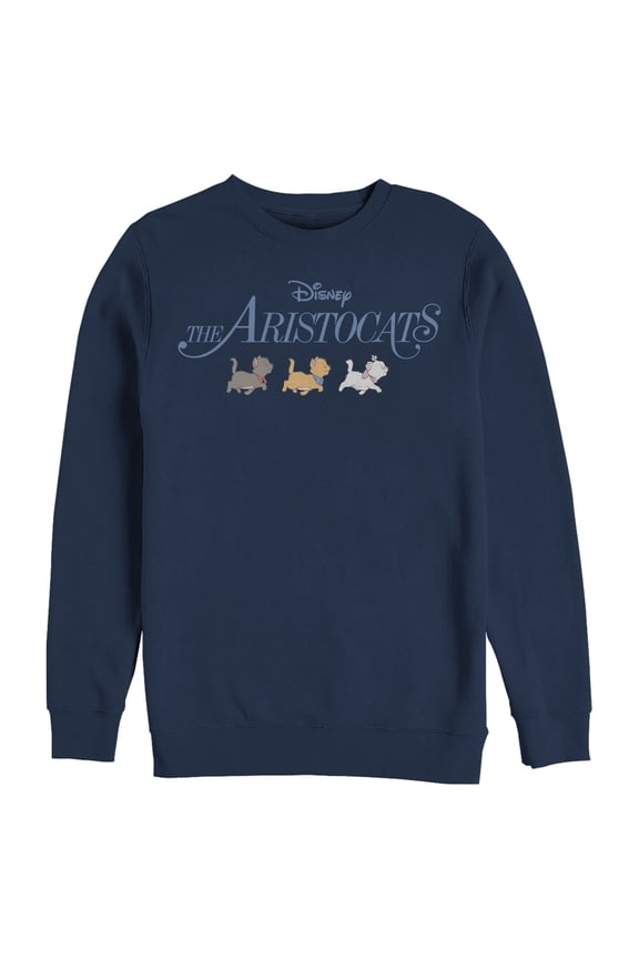 Men's Aristocats Kitten Strut Movie Logo Sweatshirt Navy Blue Small