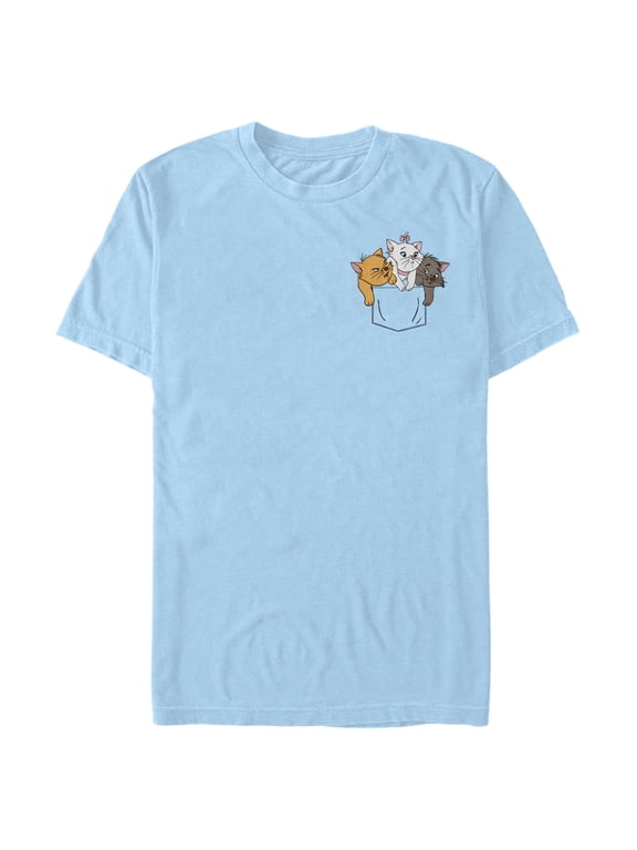 Men's Aristocats Kittens Faux Pocket Graphic Tee Light Blue Large