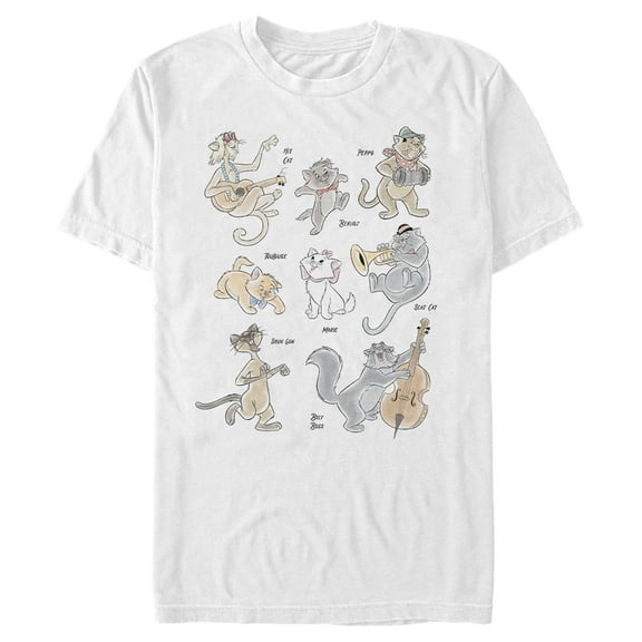 Men's Aristocats The Whole Cat Crew  Graphic Tee White Large