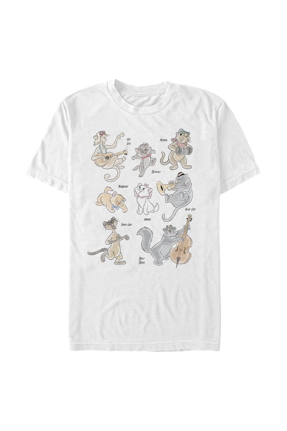 Men's Aristocats The Whole Cat Crew Graphic Tee White Small