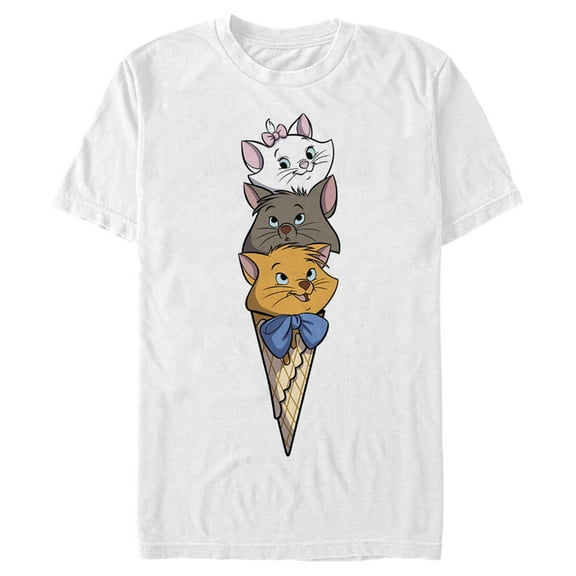 Men's Aristocats Triple Scoop Kittens Graphic Tee White Large