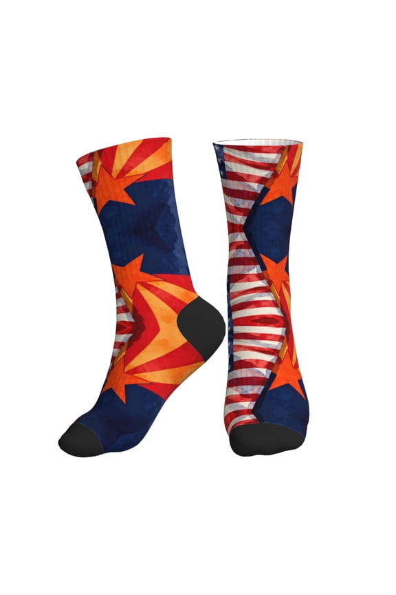 Men's Arizona America Flag Novelty Athletic Socks Women's Digital Printing Funky Patterned Crew Socks