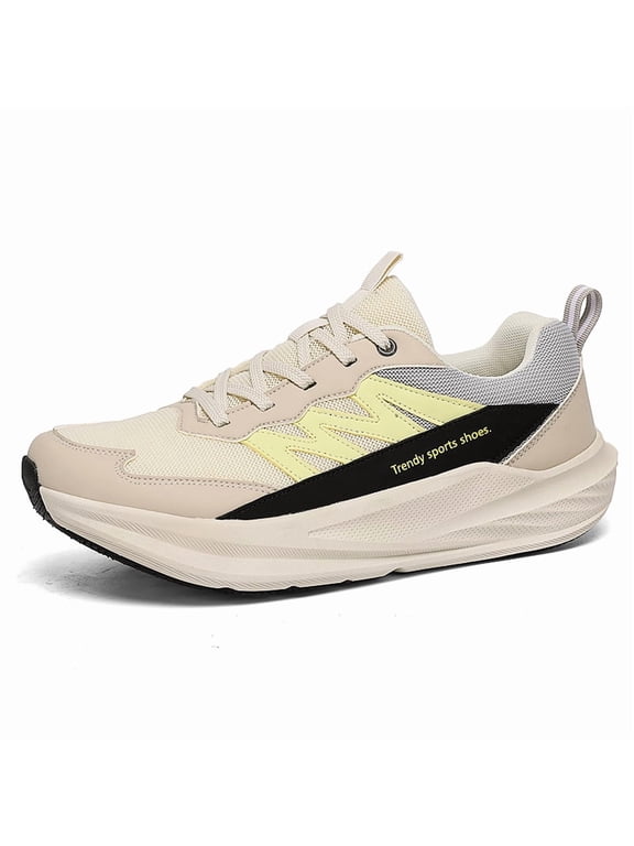 Men's Army Green Navy Blue Mesh Platform Casual Sneakers, Breathable Non-Slip Height Increasing Wide Toe Street Outdoor Walking Footwear