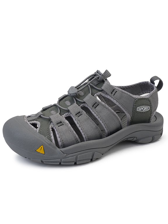 Men’s Army Green Quick-Lace Closed Toe Outdoor Hiking Sandals Breathable Water Sports Sandals