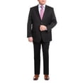 thumbnail image 1 of Men's Arthur Black Executive Portly Fit Black Pinstriped 2 Button Wool Suit, 1 of 6