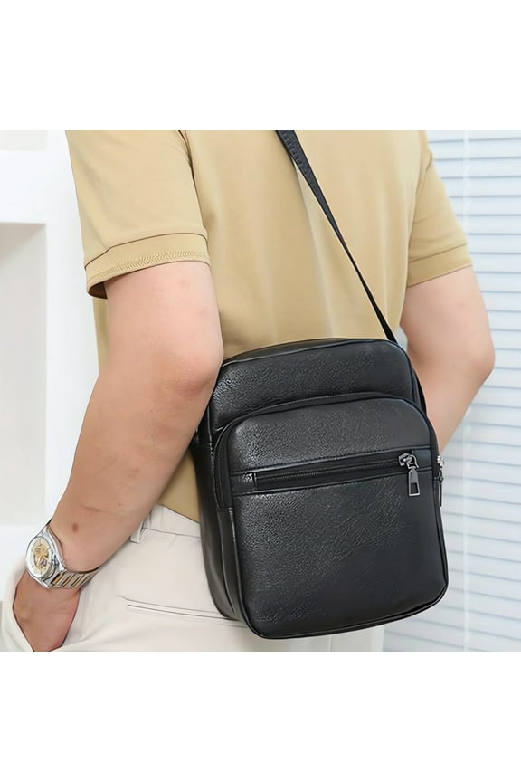 Men's Artificial Leather Bag Shoulder Bag Casual Business Messenger Bag Small Crossbody Backpack