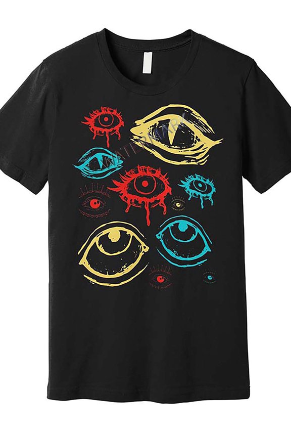 Men's Artistic Abstract Multi Eye Graphic T-Shirt