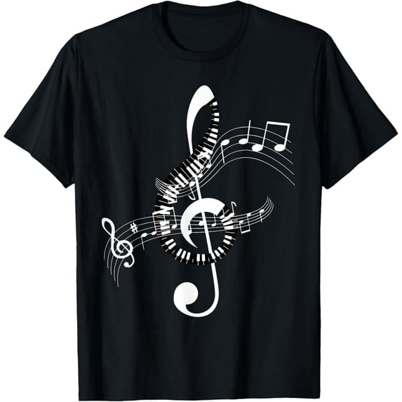 Men's Artistic Music Treble Clef Piano Key Graphic T-Shirt