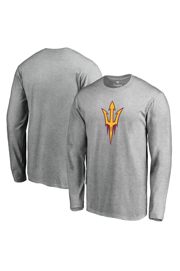 Men's Ash Arizona State Sun Devils Primary Logo Long Sleeve T-Shirt