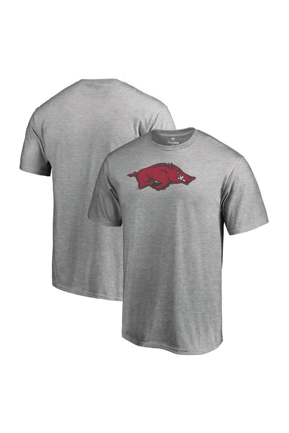 Men's Ash Arkansas Razorbacks Primary Team Logo T-Shirt