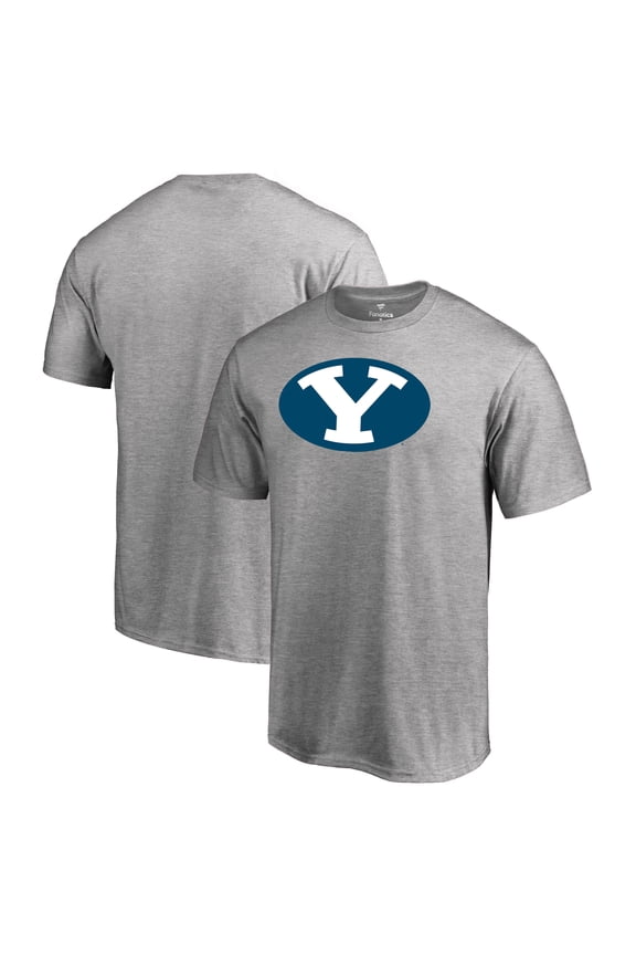 Men's Ash BYU Cougars Primary Team Logo T-Shirt