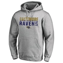 Men's Ash Baltimore Ravens Iconic Collection Fade Out Pullover Hoodie