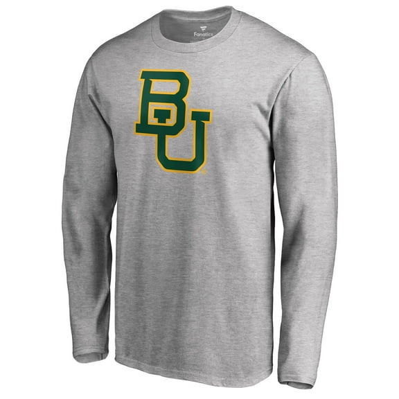 Men's Ash Baylor Bears Primary Logo Long Sleeve T-Shirt
