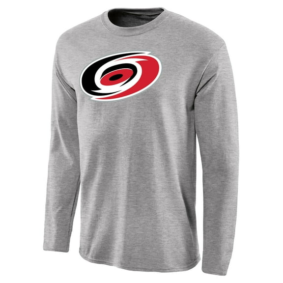 Men's Ash Carolina Hurricanes Team Primary Logo Long Sleeve T-Shirt