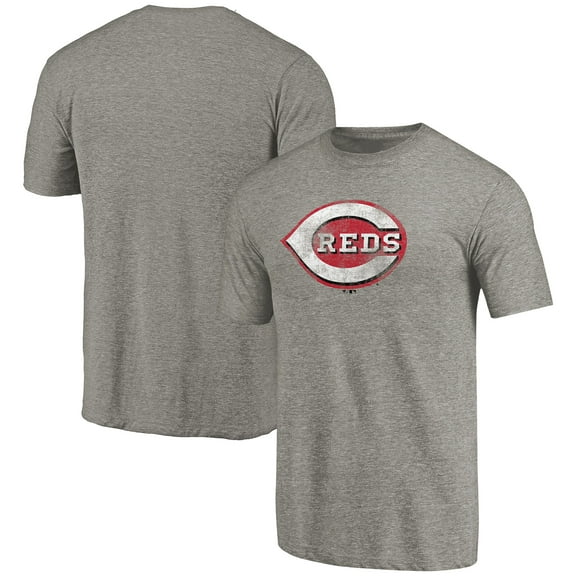 Men's Ash Cincinnati Reds Distressed Team Tri-Blend T-Shirt