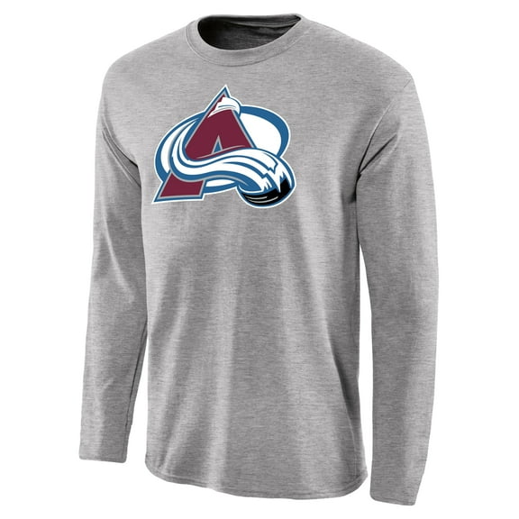 Men's Ash Colorado Avalanche Team Primary Logo Long Sleeve T-Shirt