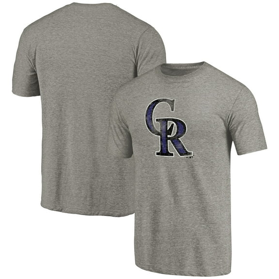 Men's Ash Colorado Rockies Distressed Team Tri-Blend T-Shirt