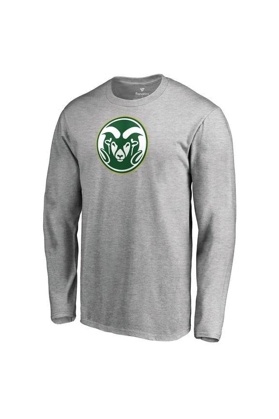 Men's Ash Colorado State Rams Primary Logo Long Sleeve T-Shirt