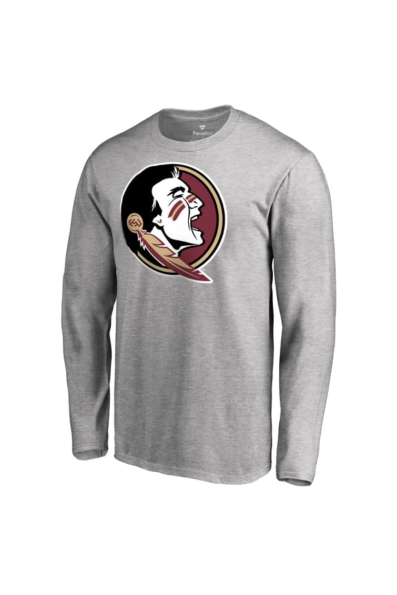 Men's Ash Florida State Seminoles Primary Logo Long Sleeve T-Shirt