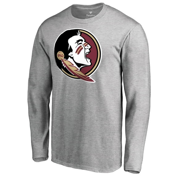 Men's Ash Florida State Seminoles Primary Logo Long Sleeve T-Shirt