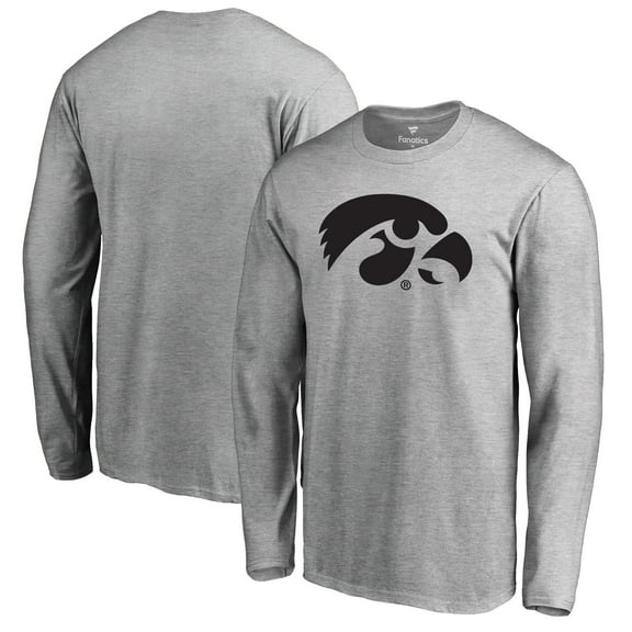 Men's Ash Iowa Hawkeyes Primary Logo Long Sleeve T-Shirt
