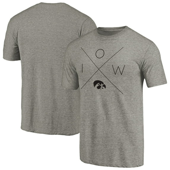 Men's Ash Iowa Hawkeyes Quad Tri-Blend T-Shirt