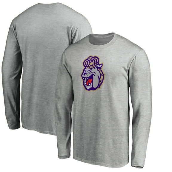 Men's Ash James Madison Dukes Primary Logo Long Sleeve T-Shirt