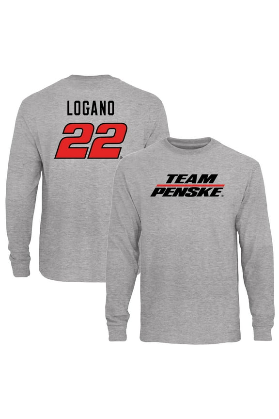 Men's Ash Joey Logano Driver Name & Number Long Sleeve T-Shirt