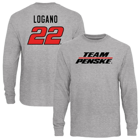 Men's Ash Joey Logano Driver Name & Number Long Sleeve T-Shirt