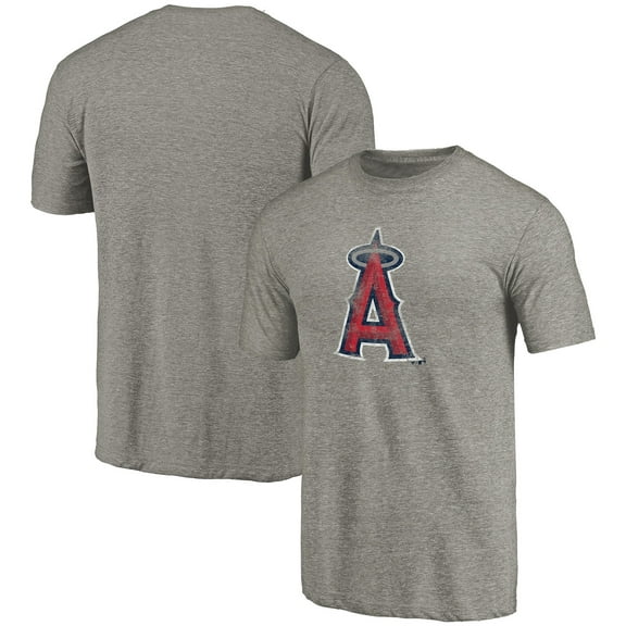 Men's Ash Los Angeles Angels Distressed Team Tri-Blend T-Shirt