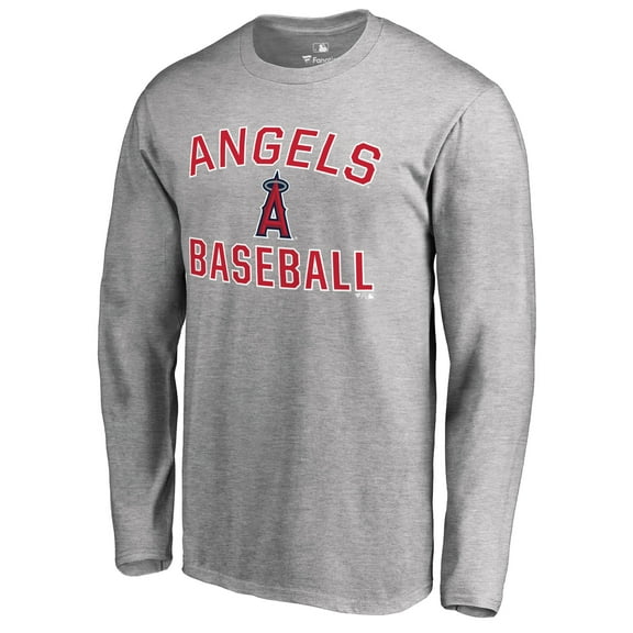 Men's Ash Los Angeles Angels Victory Arch Long Sleeve T-Shirt