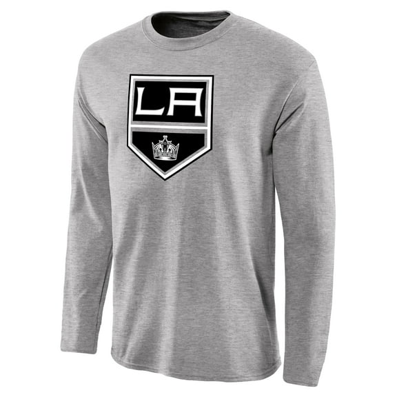Men's Ash Los Angeles Kings Team Primary Logo 2 Long Sleeve T-Shirt