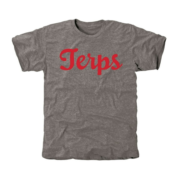 Men's Ash Maryland Terrapins Vintage Wordmark Tri-Blend T-Shirt